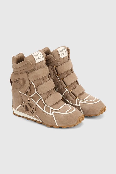 Naked Wolfe Element sneakersy damskie zamszowe beżowe na koturnie