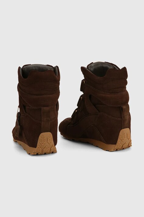 Naked Wolfe Element sneakersy damskie zamszowe brązowe na koturnie