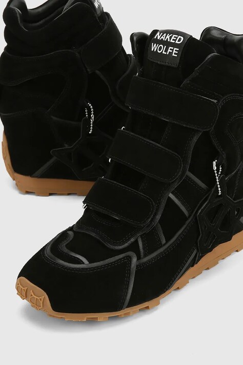 Naked Wolfe Element sneakersy damskie zamszowe czarne na koturnie