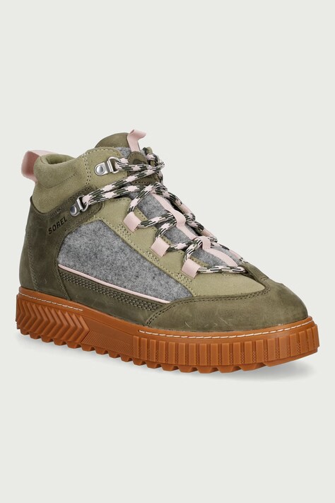 Sorel Trapery na platformie damskie ONA AVE PEAK BOOT WP zielone 2138441397