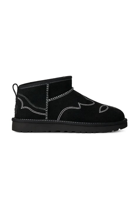 UGG W Classic Ultra Mini Western μπότες χιονιού Γυναικείες σουέτ μαύρες 1180628.BLK