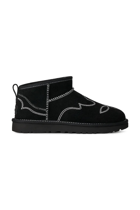 UGG W Classic Ultra Mini Western μπότες χιονιού Γυναικείες σουέτ μαύρες 1180628.BLK