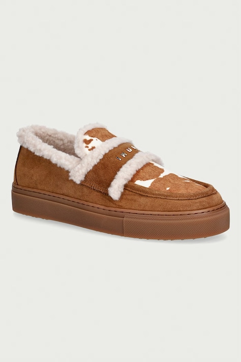 Inuikii mokasyny damskie skórzane Shearling Print brązowe 1006.003.0031