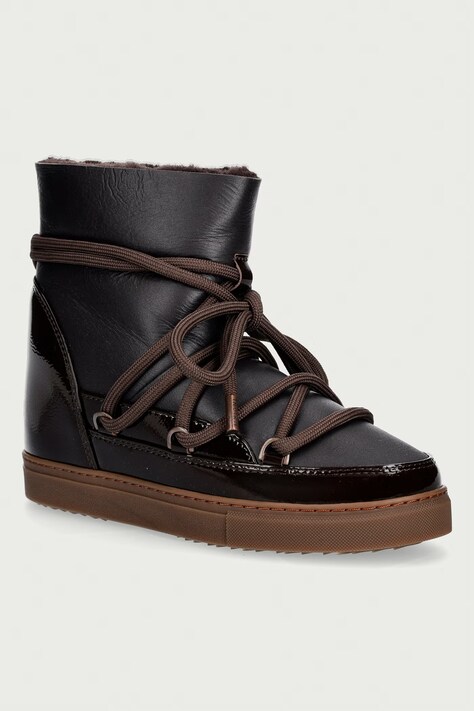 Inuikii Gloss Wedge śniegowce damskie skórzane brązowe 1001.004.0052