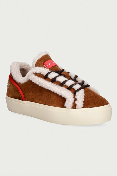 Inuikii Lila Shearling Lace Up sneakersy damskie zamszowe brązowe 1001.001.0571
