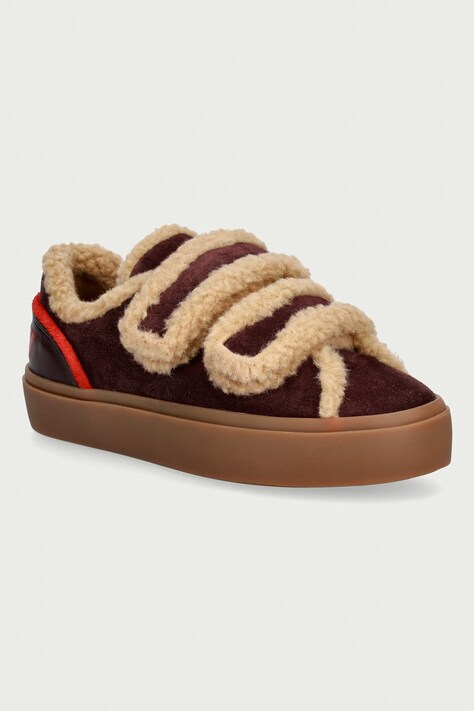 Inuikii Lila Shearling Low Velcro sneakersy damskie zamszowe bordowe 1001.001.0561