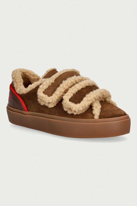 Inuikii Lila Shearling Low Velcro sneakersy damskie zamszowe brązowe 1001.001.0561