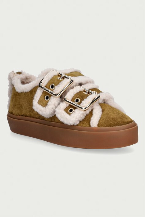 Inuikii Shearling Low Velcro Buckle sneakersy damskie zamszowe zielone 1001.001.0551