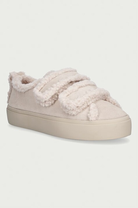 Inuikii Shearling Low Velcro Pastelle sneakersy damskie zamszowe beżowe 1001.001.0541