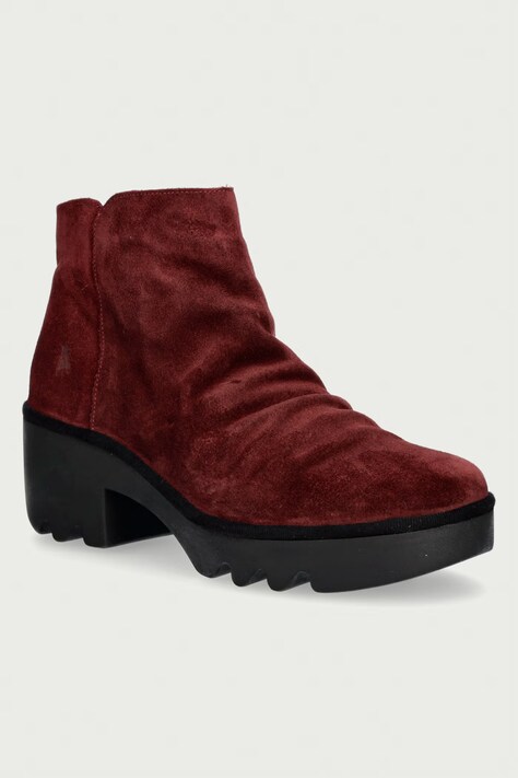 Fly London Μποτάκια block heel γυναικεία σουέτ TULP592FLY μπορντό P501592009