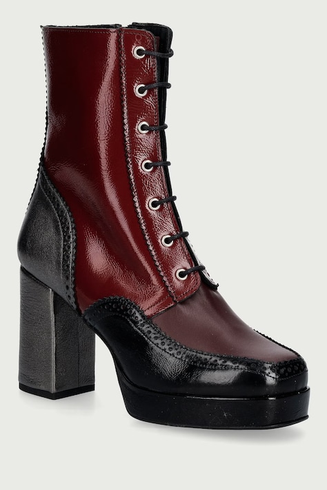 Fly London Μποτάκια block heel γυναικεία δερμάτινα ELUN563FLY μπορντό P145563000