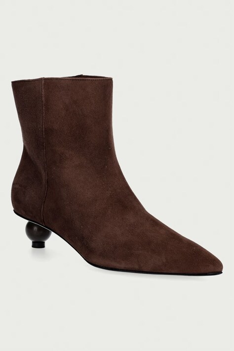 Weekend Max Mara botki na niskim obcasie damskie zamszowe brązowe 2625796014600