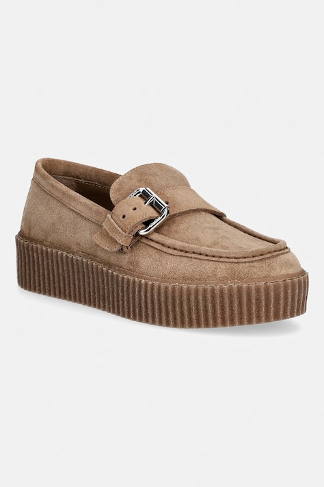 Weekend Max Mara loafersy damskie zamszowe brązowe 2625526114600