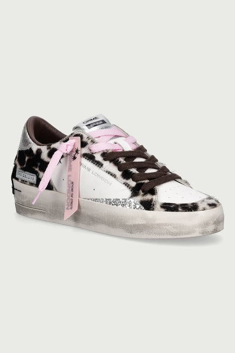 Crime London SK8 DELUXE WEDGE sneakers da donna in pelle bianche 23151AA9