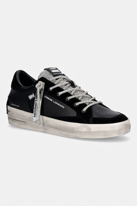 Crime London SK8 DELUXE WEDGE sneakers γυναικεία δερμάτινα μαύρα 23150AA9