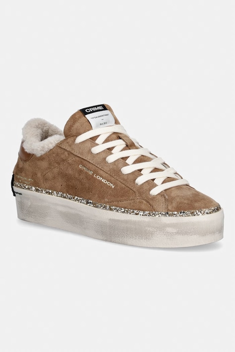 Crime London DISTRESSED PLATFORM sneakers γυναικεία σουέτ καφέ 23053AA9