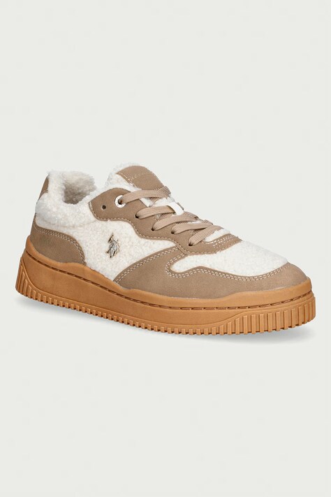 U.S. Polo Assn. AMBER001A sneakers γυναικεία μπεζ πλατφόρμα AMBER001W/GSF1