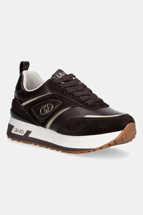 Liu Jo LIU JO MAXI WONDER 97 sneakersy damskie skórzane brązowe na platformie BF6005PX310S3365