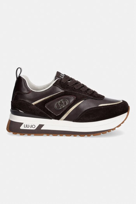 Liu Jo LIU JO MAXI WONDER 97 sneakers γυναικεία δερμάτινα καφέ με πλατφόρμα BF6005PX310S3365