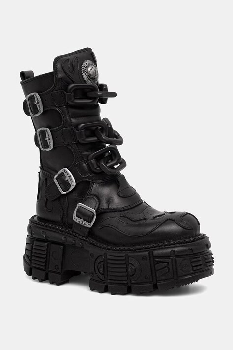 New Rock workery damskie skórzane CRUST NEGRO, TANK NEGRO SIN HERRAJES czarne M-MET030-C2