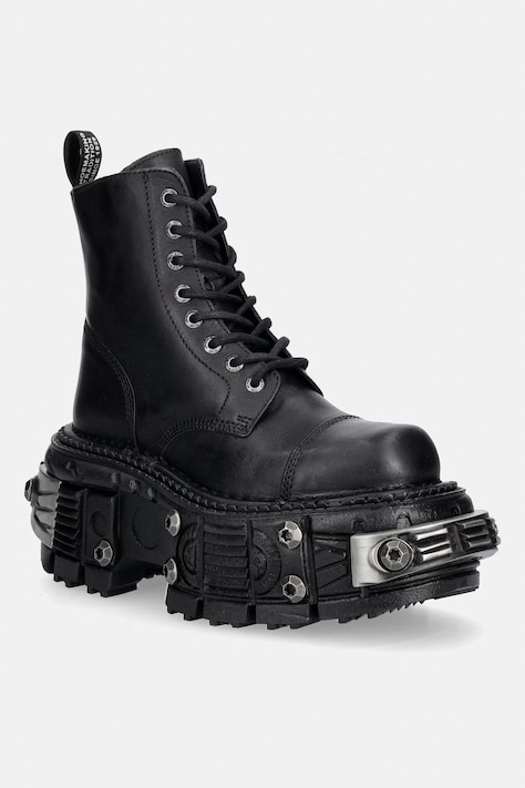 New Rock workery na platformie damskie skórzane CRUST NEGRO IMPERFECT TANK czarne M-MILI083C-C71