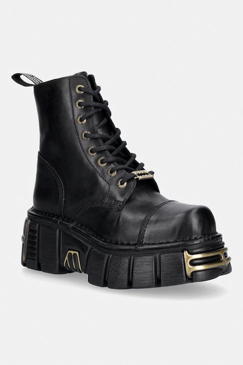New Rock workery damskie skórzane CRUST NEGRO, TOWER NEGRO ORO VIEJO czarne M-MILI083CCT-C28