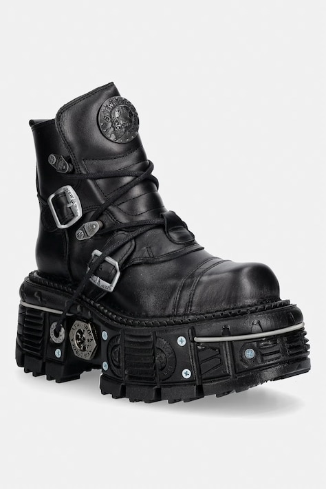 New Rock workery damskie skórzane ITALI NEGRO, NOMADA NEGRO, ORIFICIO czarne M-TANK007-S1