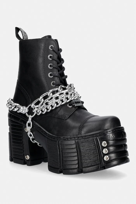 New Rock botki na słupku damskie skórzane ITALI NEGRO, TOWER MAX + TORNILLO AD-2984 czarne M-TM001CAD-C1