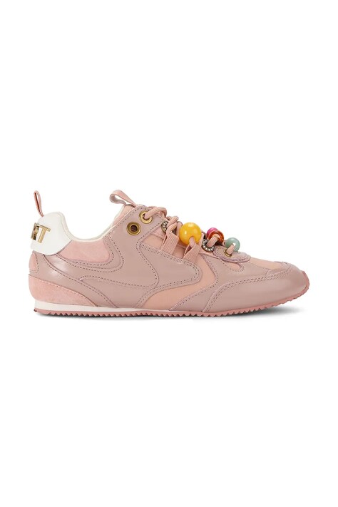 Kurt Geiger London Kurt Bead Slim Runner sneakersy damskie skórzane różowe 5853096129