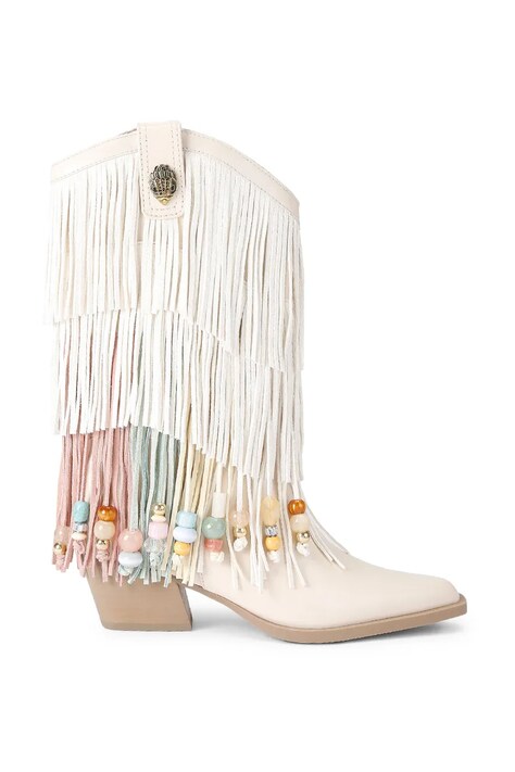 Kurt Geiger London kowbojki damskie zamszowe Fringe Cowboy Boot białe 5858145129
