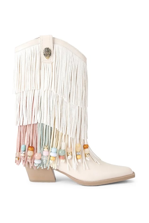 Kurt Geiger London kowbojki damskie zamszowe Fringe Cowboy Boot białe 5858145129