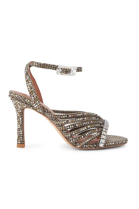 Kurt Geiger London sandały na wysokim obcasie Crystal Strappy Sandal brązowe 5853843609