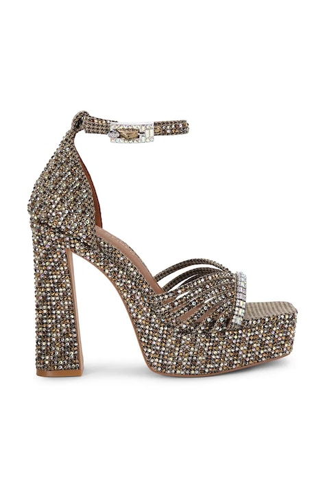 Kurt Geiger London Sandały na słupku Crystal Strap Platform beżowe 5850843609