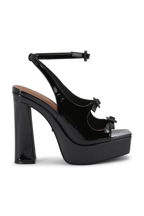 Kurt Geiger London sandały na wysokim obcasie skórzane Buckle Platform Sdl czarne 5850300309
