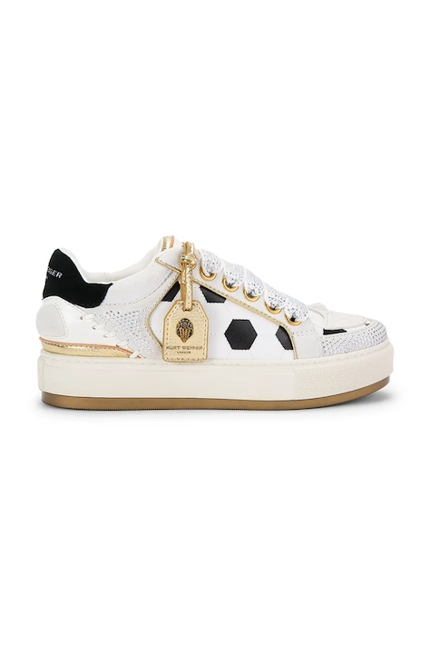 Kurt Geiger London Southbank Footy White/Blk sneakersy dziecięce skórzane białe na platformie 5853413129