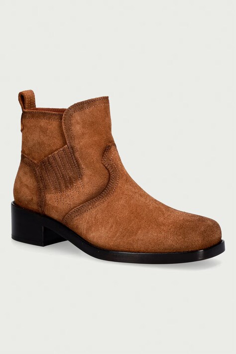 Zadig&Voltaire Členkové čižmy dámske semišové Igata Suede hnedé SWCT02150