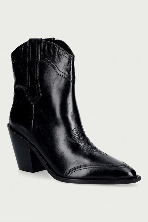 Zadig&Voltaire Kaubojske čizme za žene od kože Cara Spazzo crne SWCT02145
