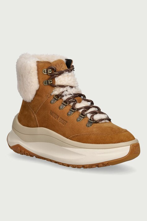 Moon Boot MB MOON247 CITY SHEARLING MID snežni čevlji ženski usnjeni rjavi 80D2490130 M008