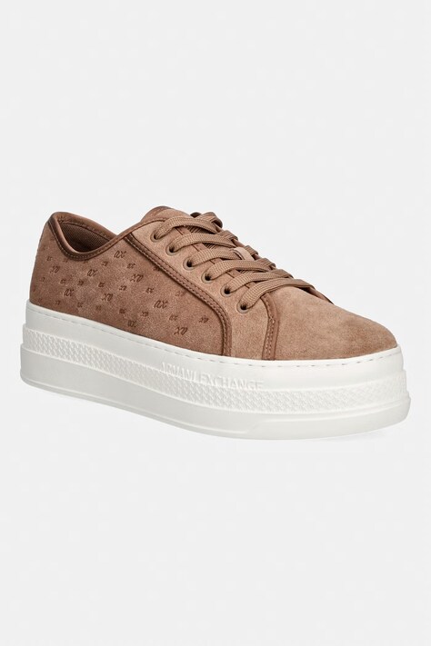 Armani Exchange sneakersy damskie zamszowe brązowe XW003070 AF27079 U6120