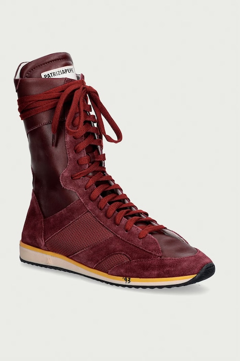 Patrizia Pepe sneakersy damskie skórzane bordowe 8Y0033 V038 FH03