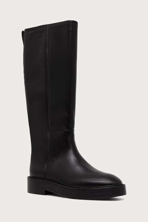 Calvin Klein Kozaki damskie skórzane CONC WELT HIGH BOOT LTH czarne HW0HW03213