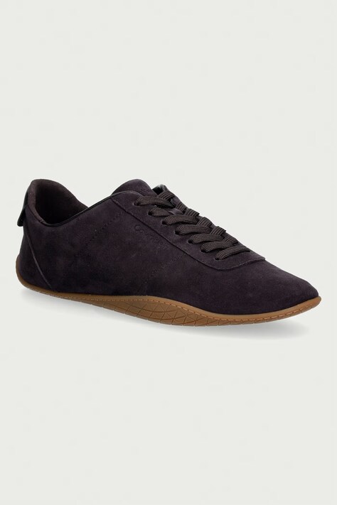 Calvin Klein BALLET SNEAKER LACEUP LTH-SUE маратонки дамски от велур кафяви HW0HW03263