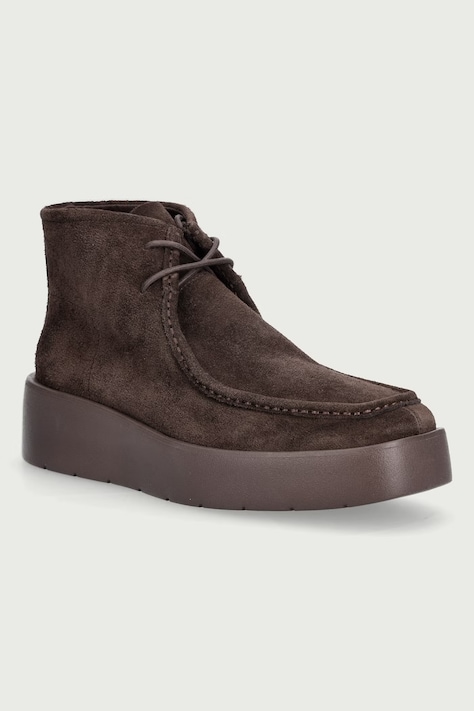 Calvin Klein Боти с платформа дамски FLATF LACE UP APR CUT BOOT кафяви HW0HW03273
