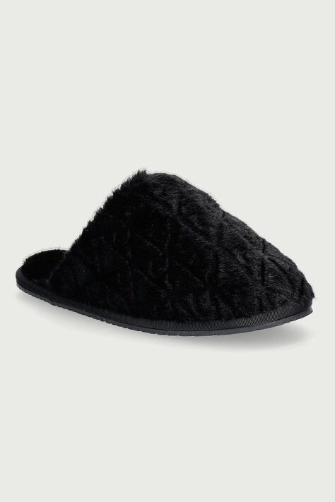Calvin Klein Παντόφλες Γυναικεία HOME SLIPPER FUR AOP μαύρες HW0HW03218
