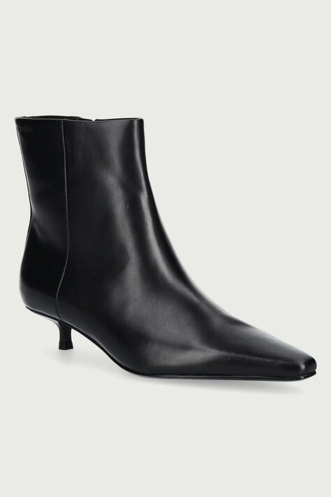 Calvin Klein Gležnjače za žene od kože KITTEN HEEL ANKLE BOOT LTH crne HW0HW03165