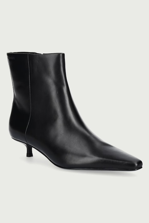Calvin Klein Gležnjače za žene od kože KITTEN HEEL ANKLE BOOT LTH crne HW0HW03165