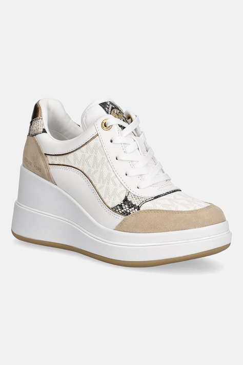 MICHAEL Michael Kors Emmy Wedge Trainer sneakersy damskie beżowe na koturnie 43T6EMFS1B.184