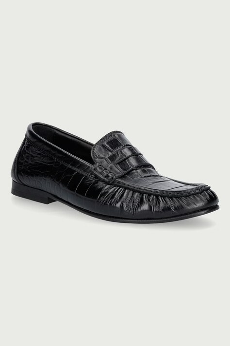 Posa Loafersy damskie skórzane Penny Loafer czarne PW43.600