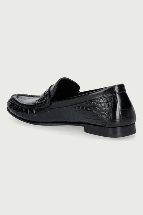 Posa Loafersy damskie skórzane Penny Loafer czarne PW43.600