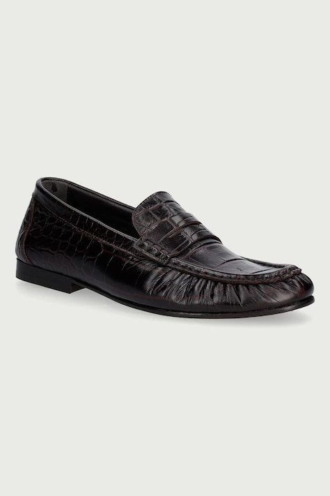 Posa Loafersy damskie skórzane Penny Loafer bordowe PW43.501